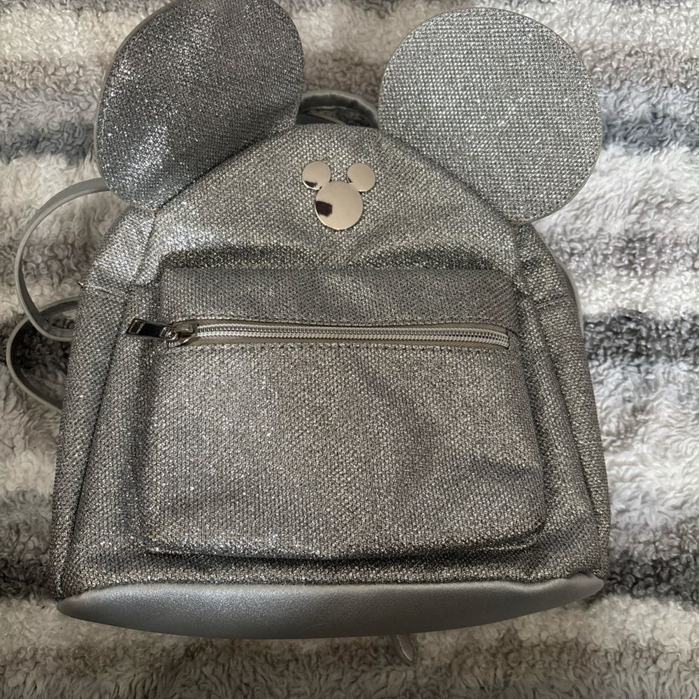 Disney Mickey Ears Silver Glitter Backpack
